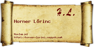 Horner Lőrinc névjegykártya